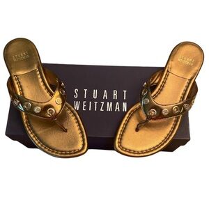 Stuart Weitzman Bronze Specchio Studded Sandals Size 5.5